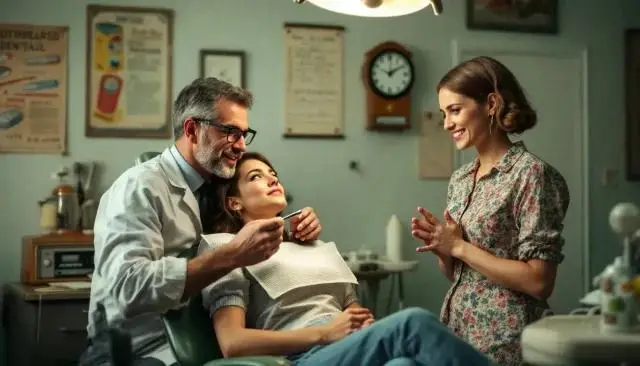 A patient receiving emergency dental care in a clinic